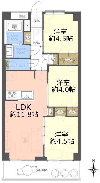 東久蓮根ハイツ2階　間取図